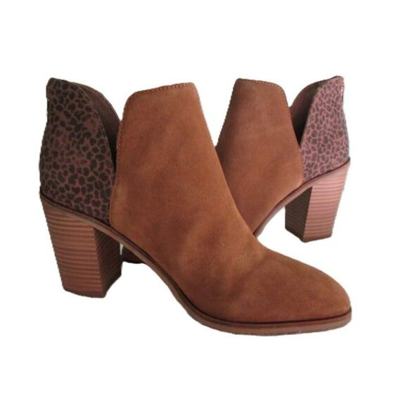 NWT DV8 Dolce Vita Women’s Shoes Shai Brown Suede & Animal Print Ankle Bootie-11 - Picture 1 of 13